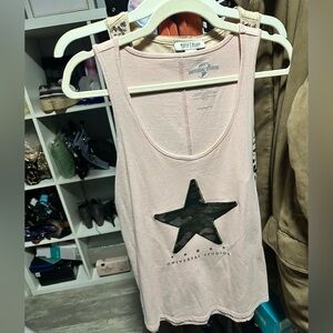 Light Pink With Camouflage Sequin Star Sleeveless Top